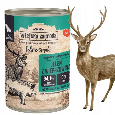 ZESTAW Wiejska Zagroda Leśne smaki Jeleń z wieprzowiną 12X400g puszka