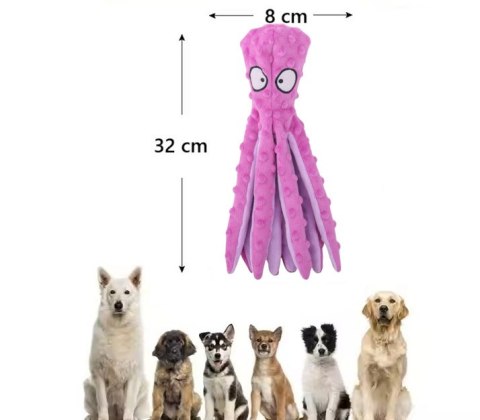 Zabawka Piszcząca Szeleszcząca dla Psa Szczeniaka Ośmiornica RÓŻOWA