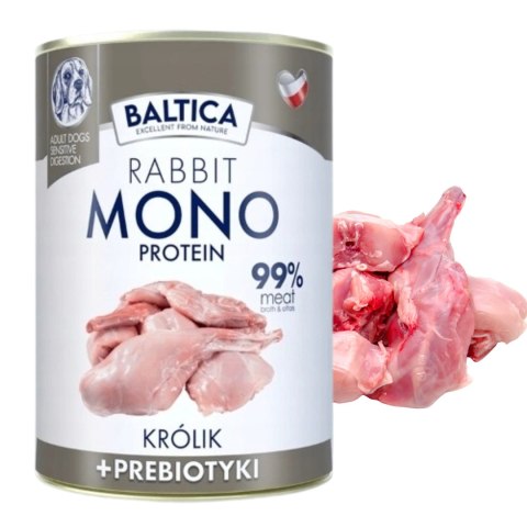 BALTICA NUTRACEUTIC MONOBIAŁKOWA KARMA DLA PSA KRÓLIK 400G PUSZKA MOKRA