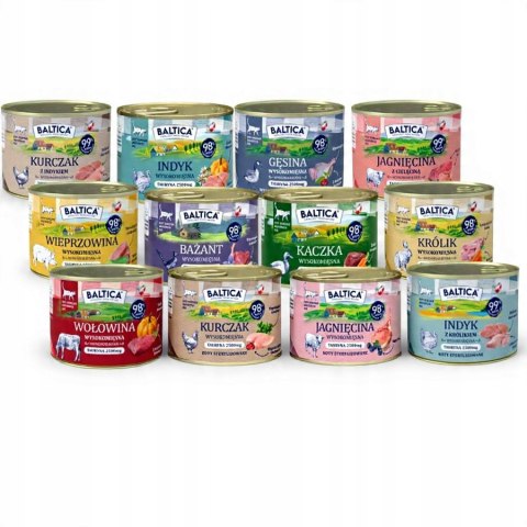 BALTICA ZESTAW NOWYCH PUSZEK DLA KOTA 12x185 królik kaczka jagnięcina