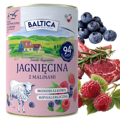 Baltica Smaki Regionów Jagnięcina z malinami 400 G monobiałkowa karma