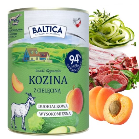 Baltica Smaki Regionów Kozina z cielęciną 400g duoproteinowa delikatna karma