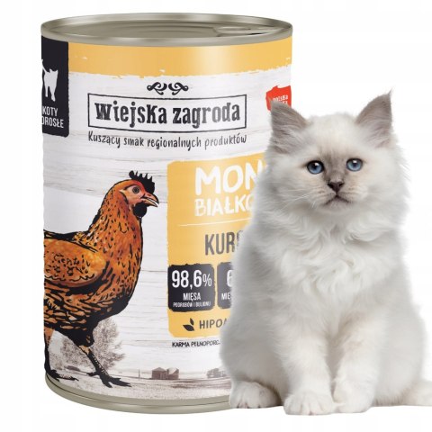 Wiejska Zagroda monobiałkowa kot PUSZKI dla kota mix SMAKÓW 12x400g