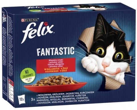Purina Felix Wiejskie Smaki ( 12 x 85g ) Wołowina Królik Jagnięcina Karma D