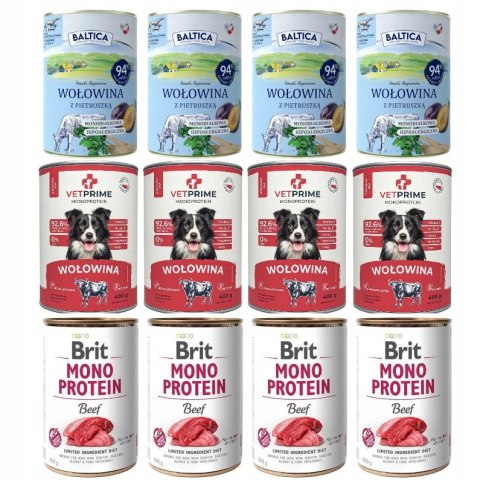 WOŁOWINA 12X400 PAKIET PRÓBNY BRIT MONOPROTEIN VETPRIME BALTICA BEEF