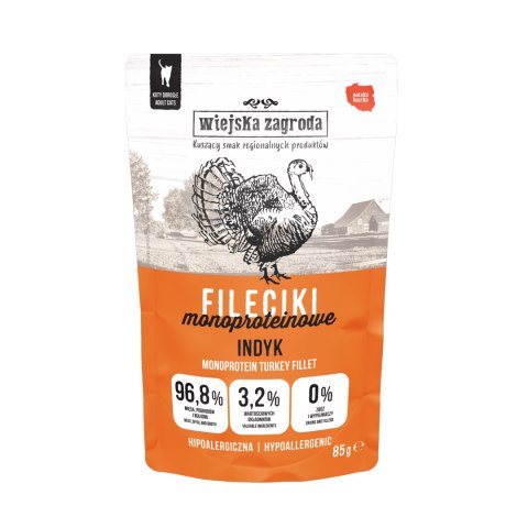 Wiejska Zagroda Karma mokra dla kota Fileciki Indyk (dorosły) 85g