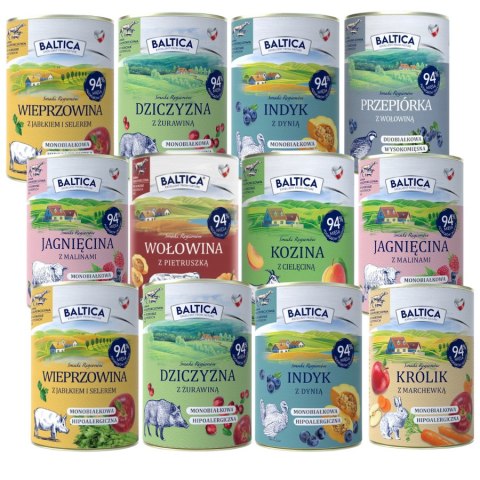 ZESTAW BALTICA MONOPROTEINOWY MIX12X400 królik jagnięcina