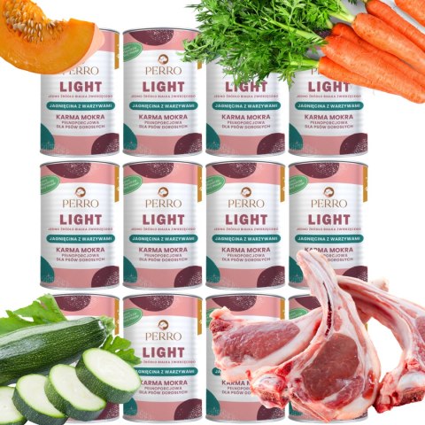 12X400 ZESTAW PERRO LIGHT Jagnięcina z warzywami PERRO