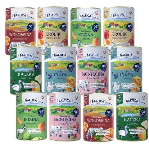 BALTICA monobiałkowa karma 12x400g karma mokra dla psa MIX smaków