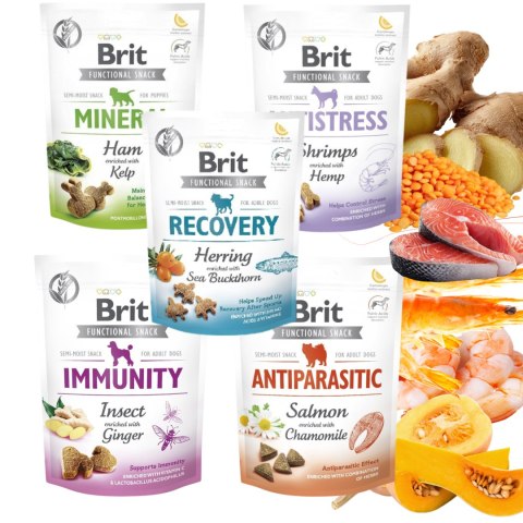 BRIT CARE FUNCTIONAL SNACK ZESTAW 5x150g Antistress Immunity Recovery
