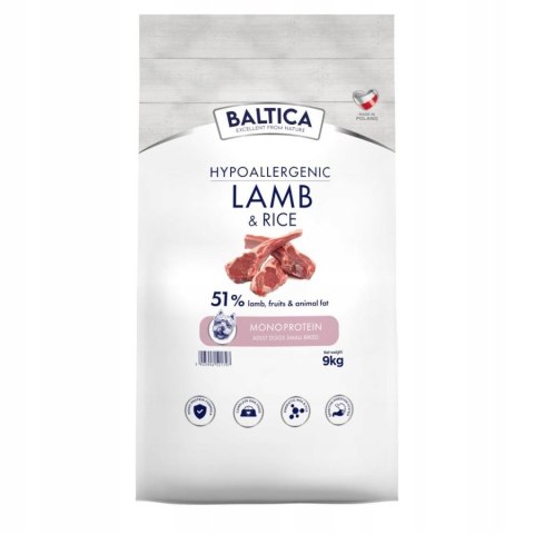 Baltica Nutraceutic Adult Jagnięcina z Ryżem XS/S 9kg Hipoalergiczna Karma