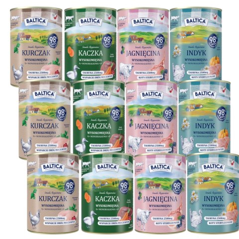 Baltica karma dla kota 12x400g zestaw 4 smaki mokra bez zbóż