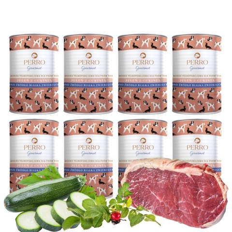 KARMA MOKRA DLA PSA PERRO Gourmet Jeleń z cukinią 8x400g monobiałkowa