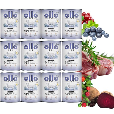 OLLO PLUS KOLAGEN - JAGNIĘCINA 12x400g - MONOBIAŁKOWA KARMA MOKRA DLA PSA