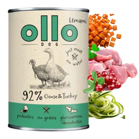 Ollo Umami Gęś & Indyk 400 g - mokra karma premium dla psa, 92% mięsa