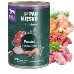 PAN MIĘSKO Z ZIOŁAMI PASZTET Z KREWETKAMI 400G DLA PSA