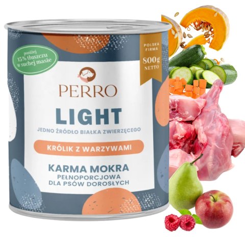 PERRO Light Królik warzywa 800g karma mokra dla psa monobiałkowa 6X800