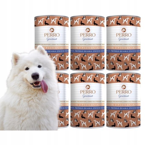 PERRO ZESTAW 6X400 DZIK Z PASTERNAKIEM MONOBIAŁKOWA KARMA PUSZKI