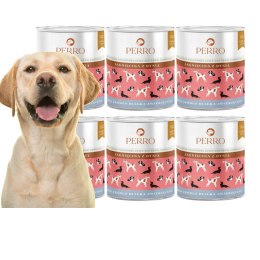 PERRO ZESTAW 6X800 JAGNIĘCINA Z DYNIĄ Monoproteinowe puszki dla psa