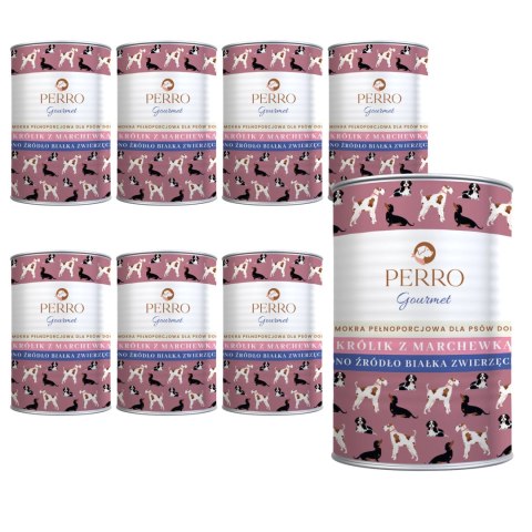 PERRO ZESTAW 8X400 Gourmet Królik z marchewką dla psów dorosłych 400g