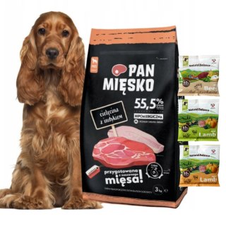 Pan Mięsko Karma PIES cielęcina z indykiem chrupki M 9kg