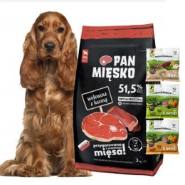 Pan Mięsko Karma PIES wołowina z koziną chrupki M 3kg