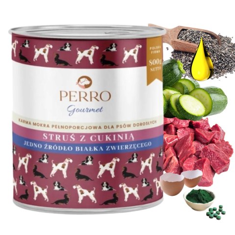 Perro Struś Cukinia 800g karma mokra dla psa monobiałkowa