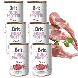 Puszki Brit Mono Protein Lamb zestaw 6x400g