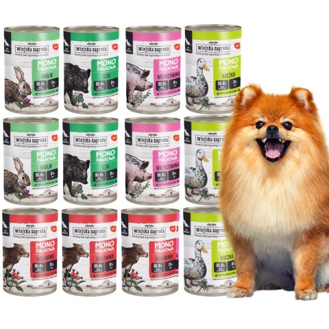 Wiejsjka Zagroda Mix MONO dla psa 12X400 z królikiem i bez kurczaka SZARPAK