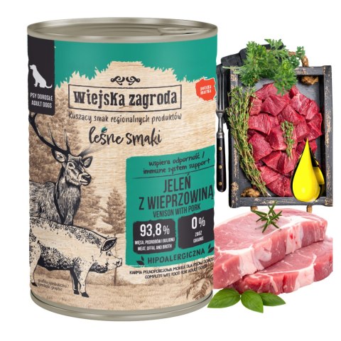 Wiejska Zagroda Leśne smaki Pies Jeleń z wieprzowiną 400g puszka