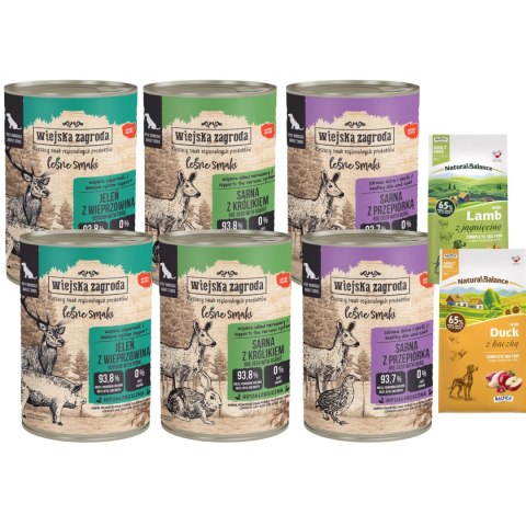 Wiejska Zagroda MIX SMAKÓW 6x400g Wywkintna Hipoalericzna Karma puszki