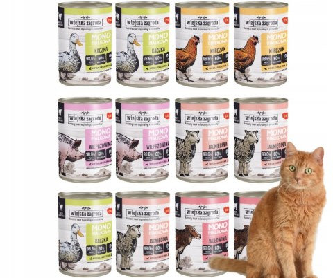 Wiejska Zagroda dla kota MONOBIAŁKOWA 12x400 TACKA GRATIS