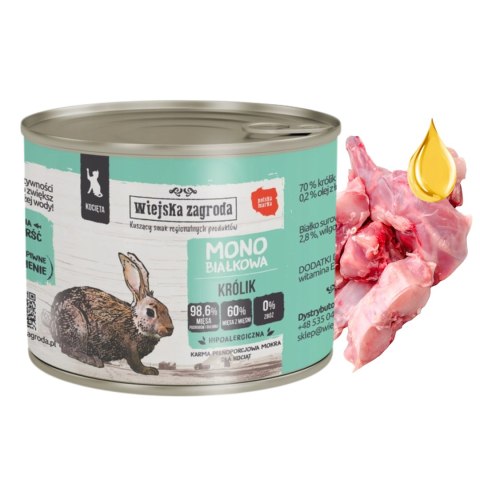 Wiejska Zagroda karma mokra dla kociąt Monoproteinowa Królik 200g