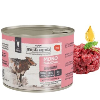 Wiejska Zagroda mokra karma MONOBIAŁKOWA KOT Wołowina 200g