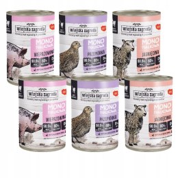 Wiejska Zagroda monobiałkowa PUSZKI dla kota mix SMAKÓW 6x400g