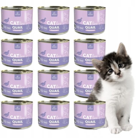 ZESTAW 12X200 POKUSA CatLine karma mokra Quail / Przepiórka KITTEN KOCIAK