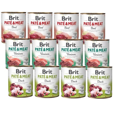 ZESTAW BRIT PATE MEAT 12X800 DUCK VENISON TURKEY LAMB