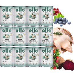 ZESTAW OLLO PLUS KOLAGEN - KACZKA 12X400g MONOBIAŁKOWA KARMA MOKRA DLA PSA