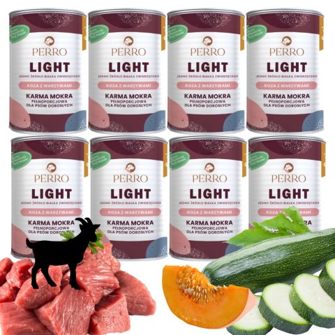 ZESTAW PERRO LIGHT Koza z warzywami monobiałkowa 8X400g