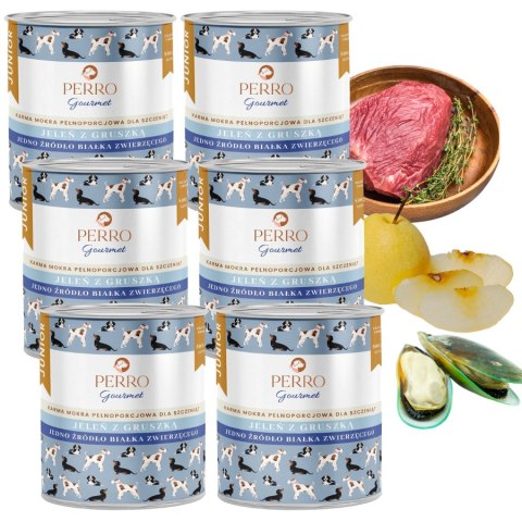 ZESTAW Perro JUNIOR Jeleń z Gruszką 6X800g karma dla szczeniąt