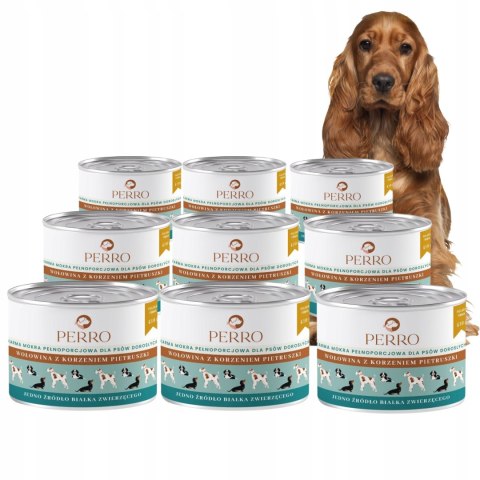 ZESTAW Perro Monobiałkowa Karma Mokra Wołowina z Pietruszką 9X410g dla Psa