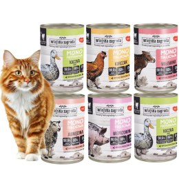 ZESTAW Wiejska Zagroda monobiałkowa kot PUSZKI dla kota mix SMAKÓW 6x400g