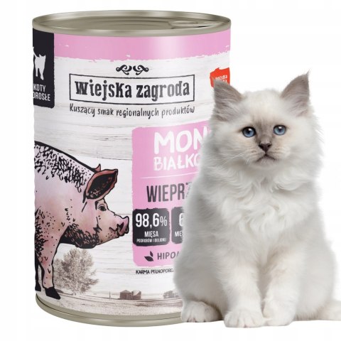 ZESTAW Wiejska Zagroda monobiałkowa kot PUSZKI dla kota mix SMAKÓW 6x400g