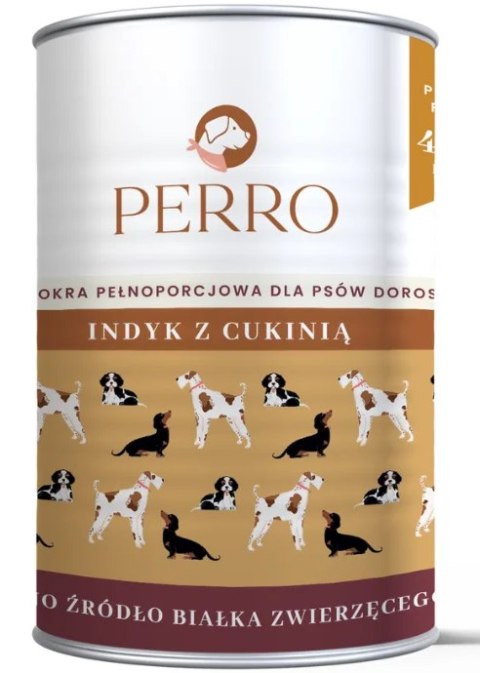 Zestaw PERRO Indyk z cukinią dla psów dorosłych 6x400 g