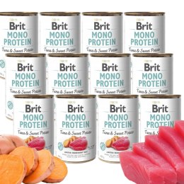 Zestaw Puszki Brit Mono Protein Tuna Sweet zestaw 12x400g monobiałkowa ryba