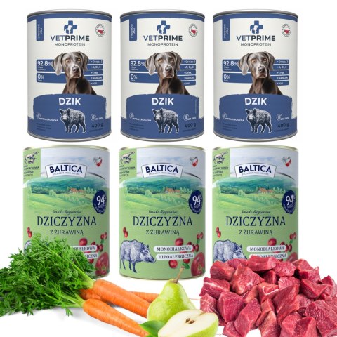 BALTICA DZICZYZNA VetPrime Monobiałkowa Dzik 6x400 Mokra karma Puszki