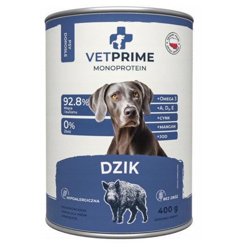 BALTICA DZICZYZNA VetPrime Monobiałkowa Dzik 6x400 Mokra karma Puszki