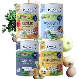 BALTICA MOKRA KARMA ZESTAW SMAKÓW 4X400 gęsina wieprzowina królik wołowina