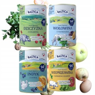 BALTICA MOKRA KARMA ZESTAW SMAKÓW 4X400 indyk wieprzowina DZIK wołowina