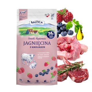 BALTICA Smaki Regionów Jagnięcina z królikiem M/L 3kg ŚREDNIE DUŻE RASY